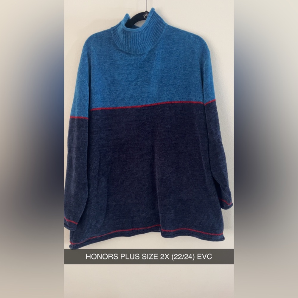 Vintage Blue and Navy Women's Sweatshirt